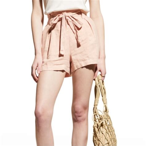 L Agence Shorts Lagence Dusty Pink Hillary Paperbag Tie Waist Linen Shorts 27 Poshmark