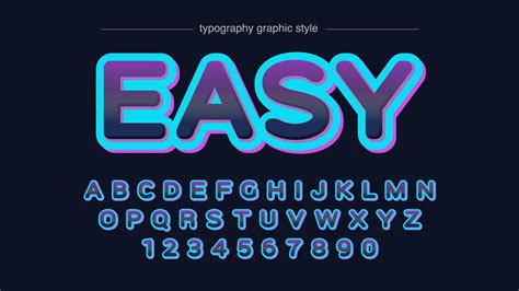 Neon Purple And Blue Rounded Uppercase Typography 1108555 Vector Art At