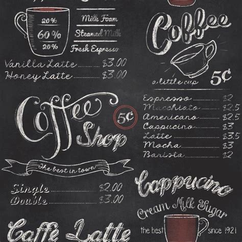 Coffee Shop Menu Blackboard Washable Wallpaper By Rasch 234602 Coffee