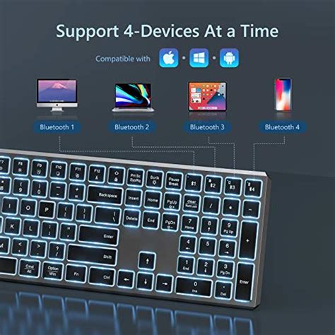 Backlit Bluetooth Keyboard Seenda Illuminated Multi Device Slim