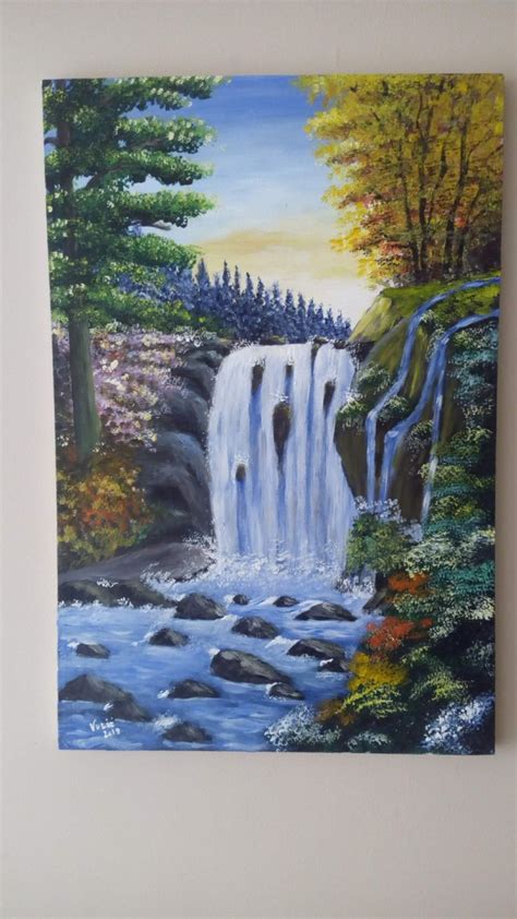 Waterfall Acrylic On Canvas 40x60 Painting Canvas Painting Art