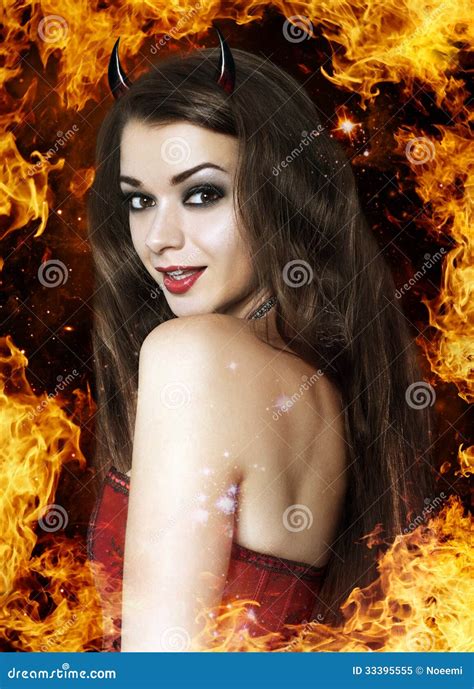 Beautiful Young Woman As Devil Stock Image Image Of Dark Demon 33395555