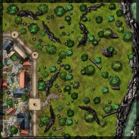 50x50 Exterior Town Wall Maps Night And Day Fantasy City Map