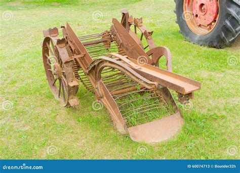 An Old Fashioned Potato Harvester At An Outdoor Museum Stock Image