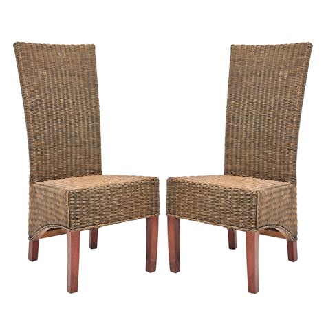 Alfredo upholstered dining chairs grey and natural walnut (set of 2). Safavieh Charlotte Wicker High Back Dining Side Chairs ...