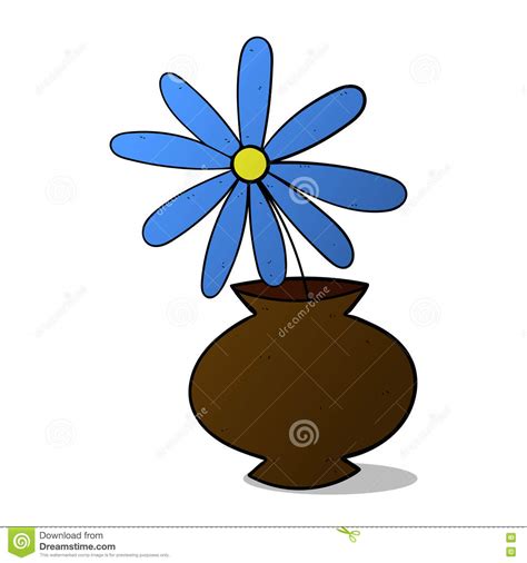 Blue Flower In Pot Colorized Stock Illustration Illustration Of