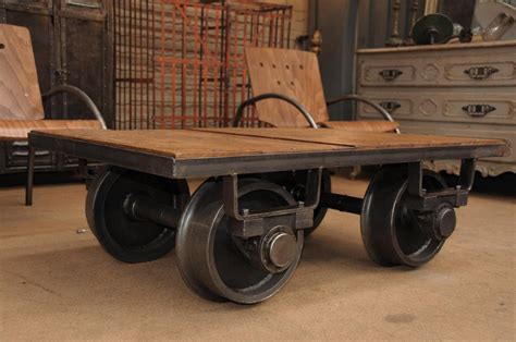 This Industrial Style Coffee Table Was Made Using An Old Factory Cart