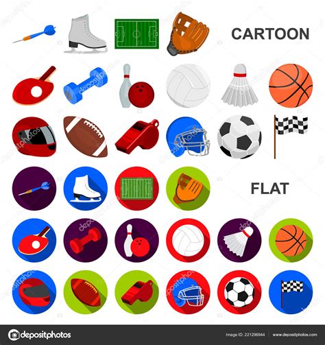 Different Kinds Of Sports Cartoon Icons In Set Collection For Design
