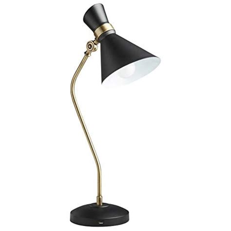 Rivet Mid Century Modern Curved Task Desk Table Lamp With Usb Port