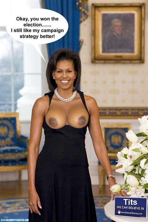 Michelle Obama Flashing Tits Captioned Naked Celebrity Fakes U
