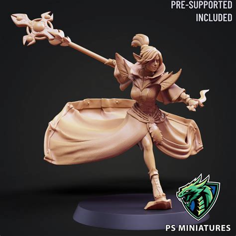 3d Printable Drow Cleric Pose 2 4 Variants And 2 Pinups By Psminiatures