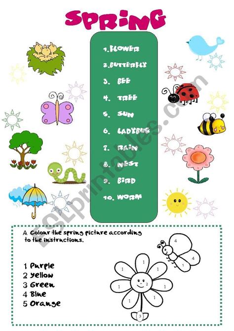 Spring Vocabulary Esl Worksheet By Sarasantos Vocabulary Worksheets