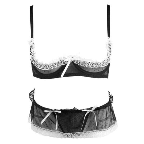Sexy French Brassiere Open Bra Crotchless Panties Sets Lace Lingerie