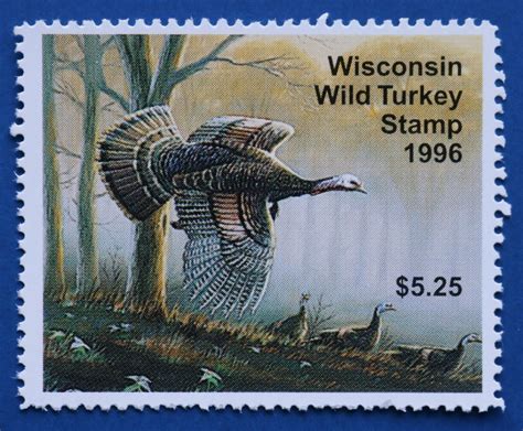 u s wiwt14 1996 wisconsin wild turkey stamp mnh ebay