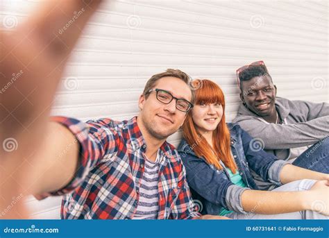 Multiracial Group Taking Selfie Stock Image Image Of Enjoying Multi 60731641