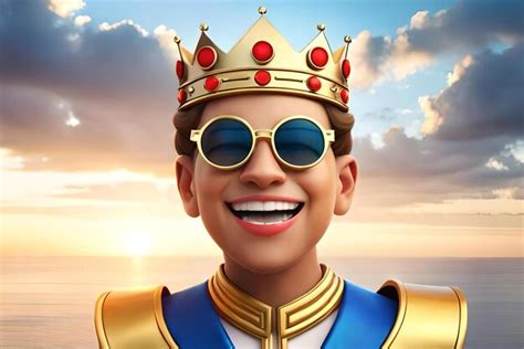 Premium Photo Character Smiling Emoji With Golden Sunglass And A