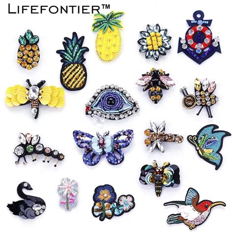 Lifefontier Jewelry Crystal Brooch Bee Bird Flower Butterfly Pineapple