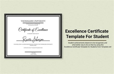 Excellence Certificate Template For Student In Word Illustrator Psd