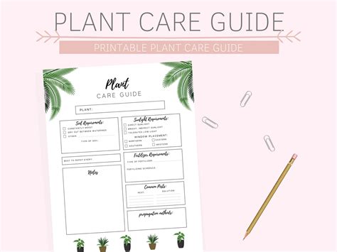 Plant Care Guide Printable Plant Care Sheet Big Happy Etsy Uk