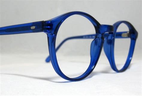 Vintage 80s Oversized Round Horn Rim Eyeglass Frames Cobalt Etsy Horn Rimmed Eyeglasses