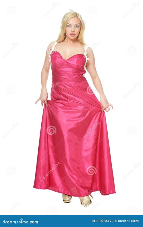 Beautiful Woman In Pink Dress Posing Stock Image Image Of Accessory Admirable 119784179