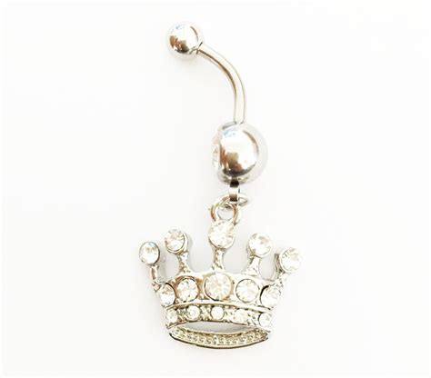 Navel Piercing Dangle Imperial Crown White Belly Ring Fashion Women