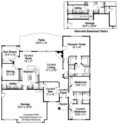 You can recreate existing floor plans, and drag furniture and other items into the floor plan for more interactivity! Ryland 30-336 - Ranch House Plans - Associated Designs | House plans, Ranch house plans, Home ...