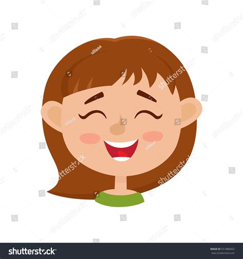 Little Girl Happy Face Expression Cartoon Stock Vector
