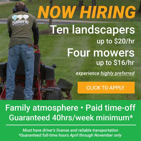 Salient Landscaping Now Hiring Commercial Landscaping Paid Time Off