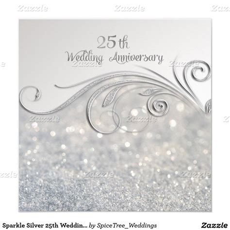 Sparkle Silver 25th Wedding Anniversary Invitation 25th