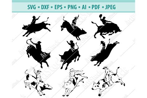Rodeo Svg Steer Riding Svg Rodeo Cowboy Svg Dxf Png Eps 840513