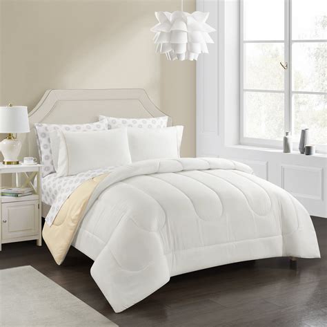 Casa 7 Piece Solid Reversible Comforter Set With Bonus Pillowcases