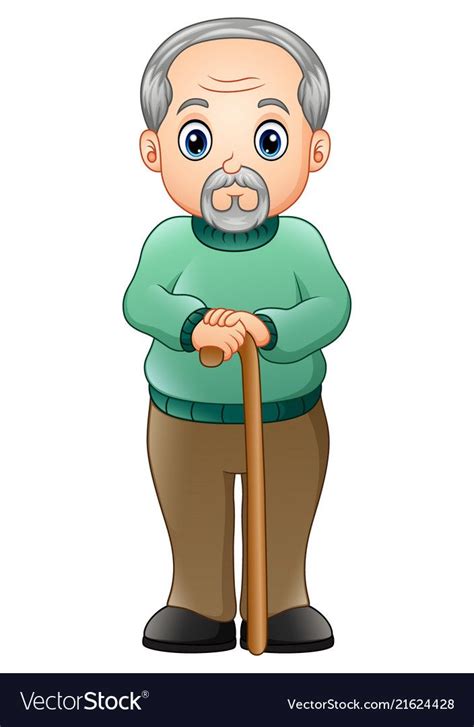 Illustration Of Old Man With Walking Stick Download A Free Preview Or