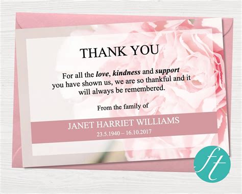 Printable Free Funeral Thank You Cards Templates Printable Word Searches