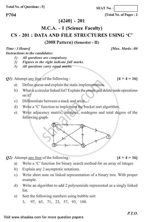 Cambridge international examinations cambridge international advanced subsidiary and advanced level. Data and File Structures Using C 2012-2013 MCA (Science) Semester 2 question paper with PDF ...