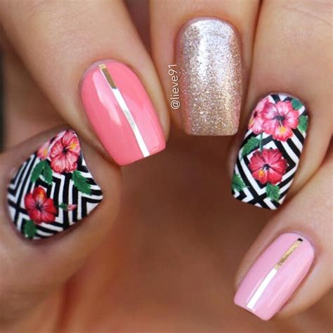 43 Cool Tropical Nails Designs For Summertime Tropical Nails Floral