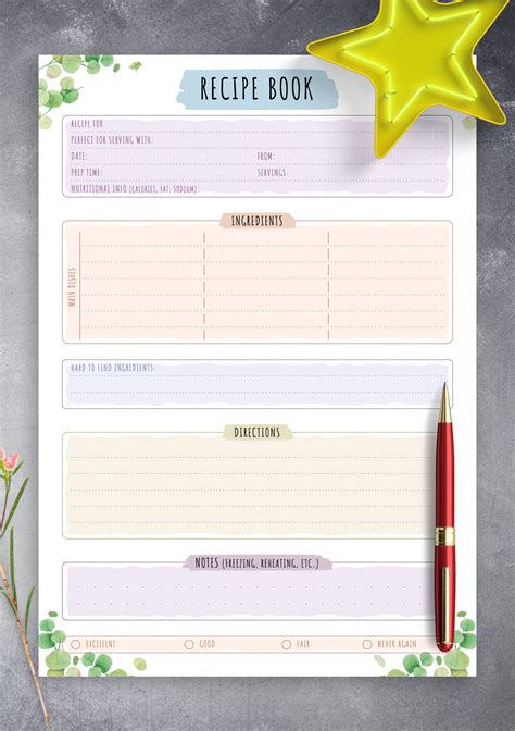 Printable Downloadable Recipe Template Choose Edit And Print Our Free