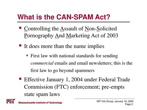 Ppt The Can Spam Act And What It Means For Mit Communicators Powerpoint Presentation Id6242281