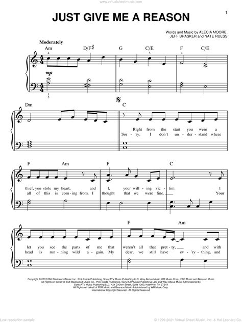 Oh, tear ducts and rust i'll fix it for us we're collecting dust but. Just Give Me A Reason, (easy) sheet music for piano solo PDF