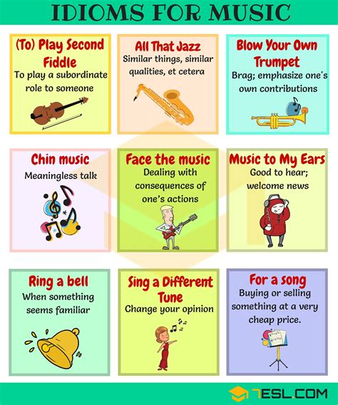 30 Useful Music Idioms, Sayings and Phrases in English • 7ESL | Idioms and phrases, Good ...