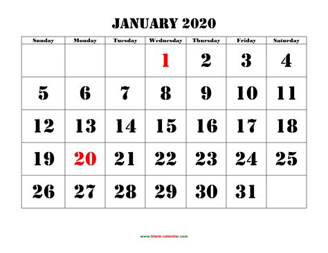 Today we're pleased to declare that we have found an. Printable January 2020 Calendar - Free Blank Templates ...