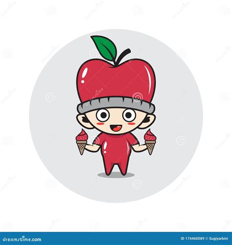 Apple Mascot Character Cute Stock Vector Illustration Of Apple Happy