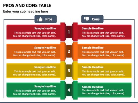 Pros And Cons Table Powerpoint Template Ppt Slides
