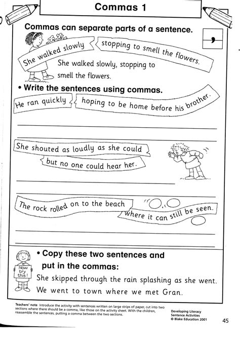 Weekly Grammar Worksheet Commas