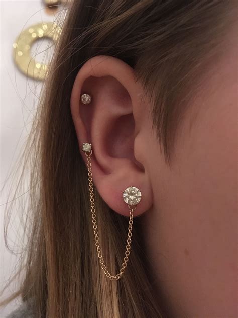 Ear Lobe Auricle Helix Piercing Chain Earring Diy Chain Earrings Diy Ear Jewelry Chain Earrings