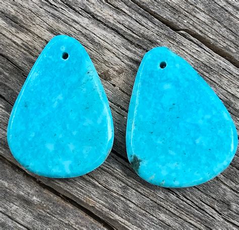 Matching Pair Of Kingman Turquoise For Earrings Smooth Teardrop Shaped