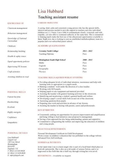 We explain how to create a great cv despite no work or internship experience. Student entry level Teaching Assistant resume template | Teaching assistant cover letter, Job ...