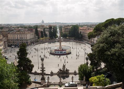 Piazza Del Popolo View From Pincio Terrace In Rome Editorial Stock