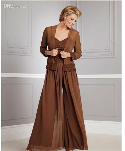 two piece floor length mother of the bride pant suits dresses v neck long sleeve ruffle chiffon