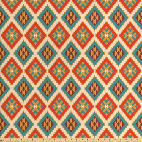 Mexican Fabric By The Yard Colorful Pattern Retro Colors Checkered